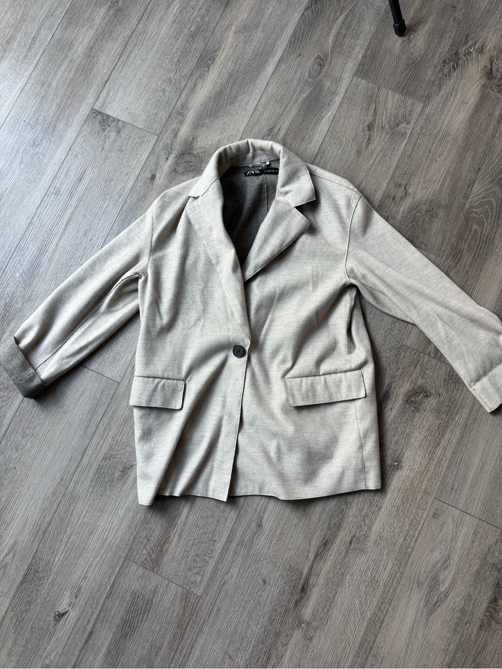 Zara Light Cream Single-Button Blazer